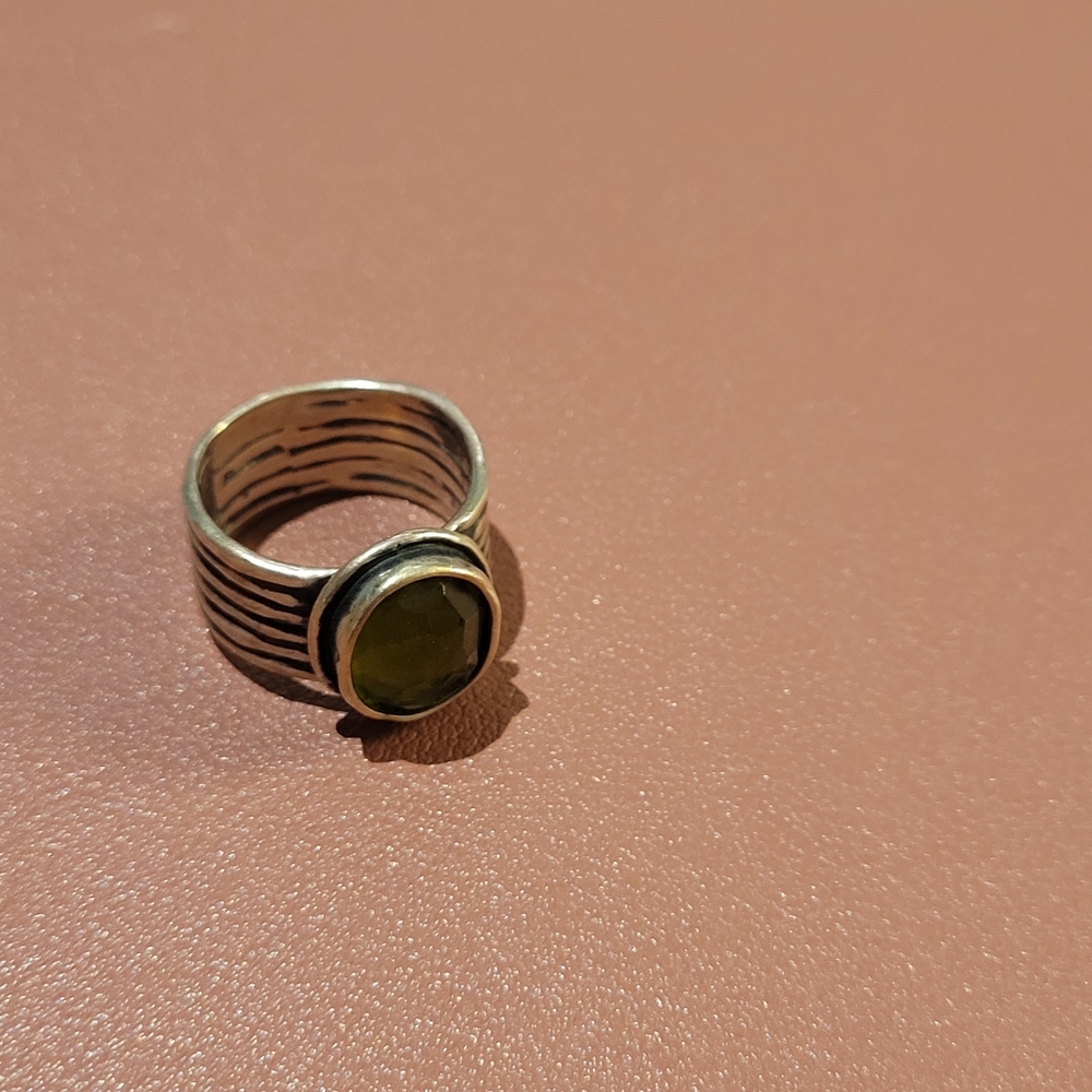 Lia sophia silver and jade ring